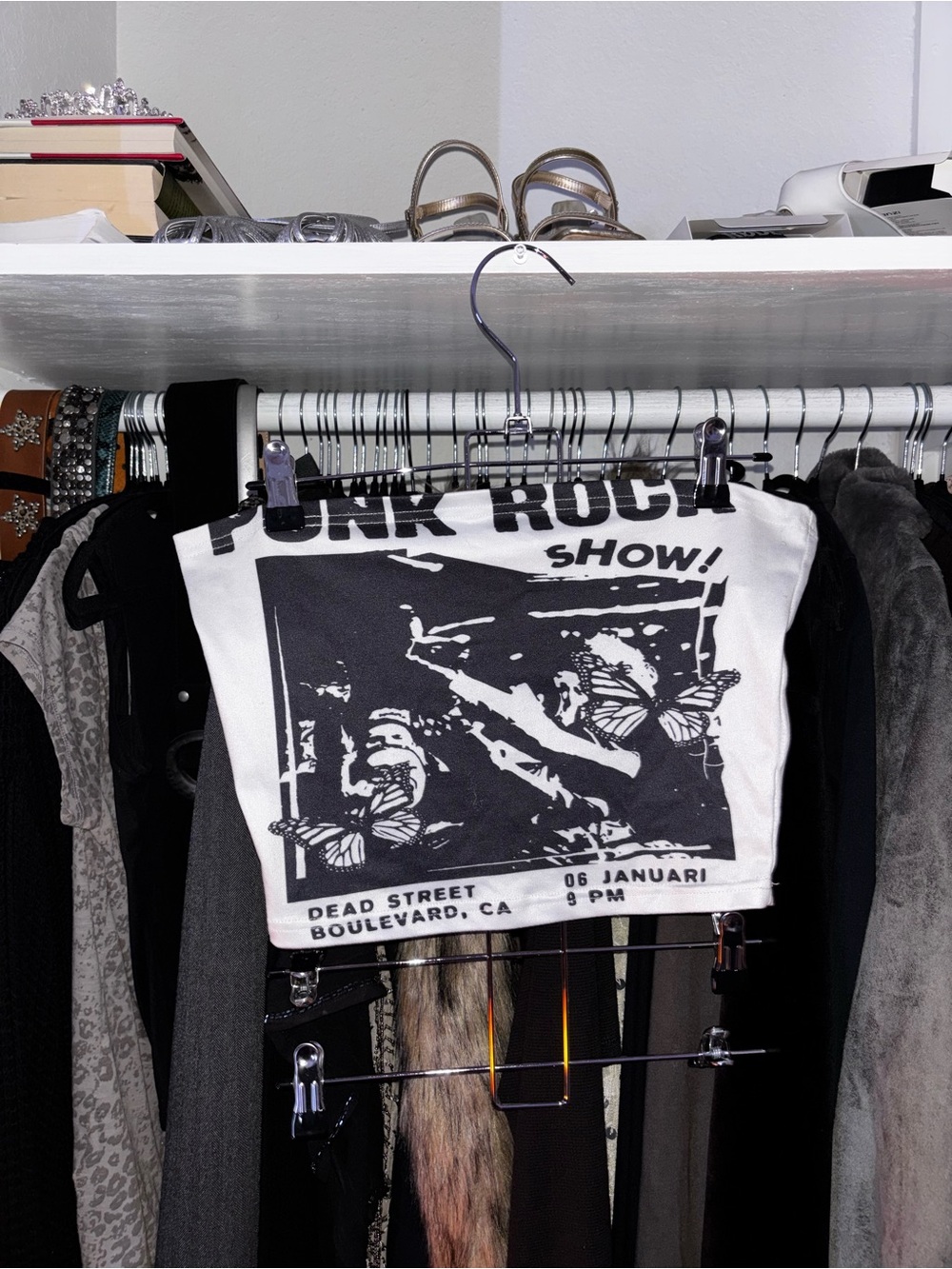 Punk Rock Graphic Tube Top - Black & White